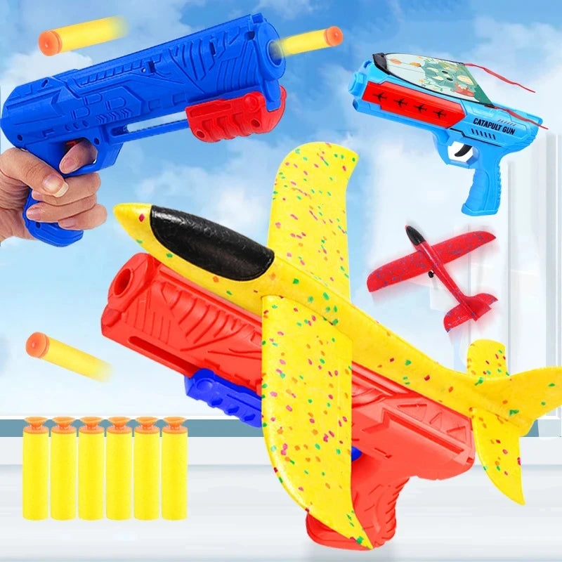 Airplane Launcher Bubble Catapult With Plane Toy Funny Airplane Toys For Kids Plane Catapult Gun Shooting Game Birthday Gift